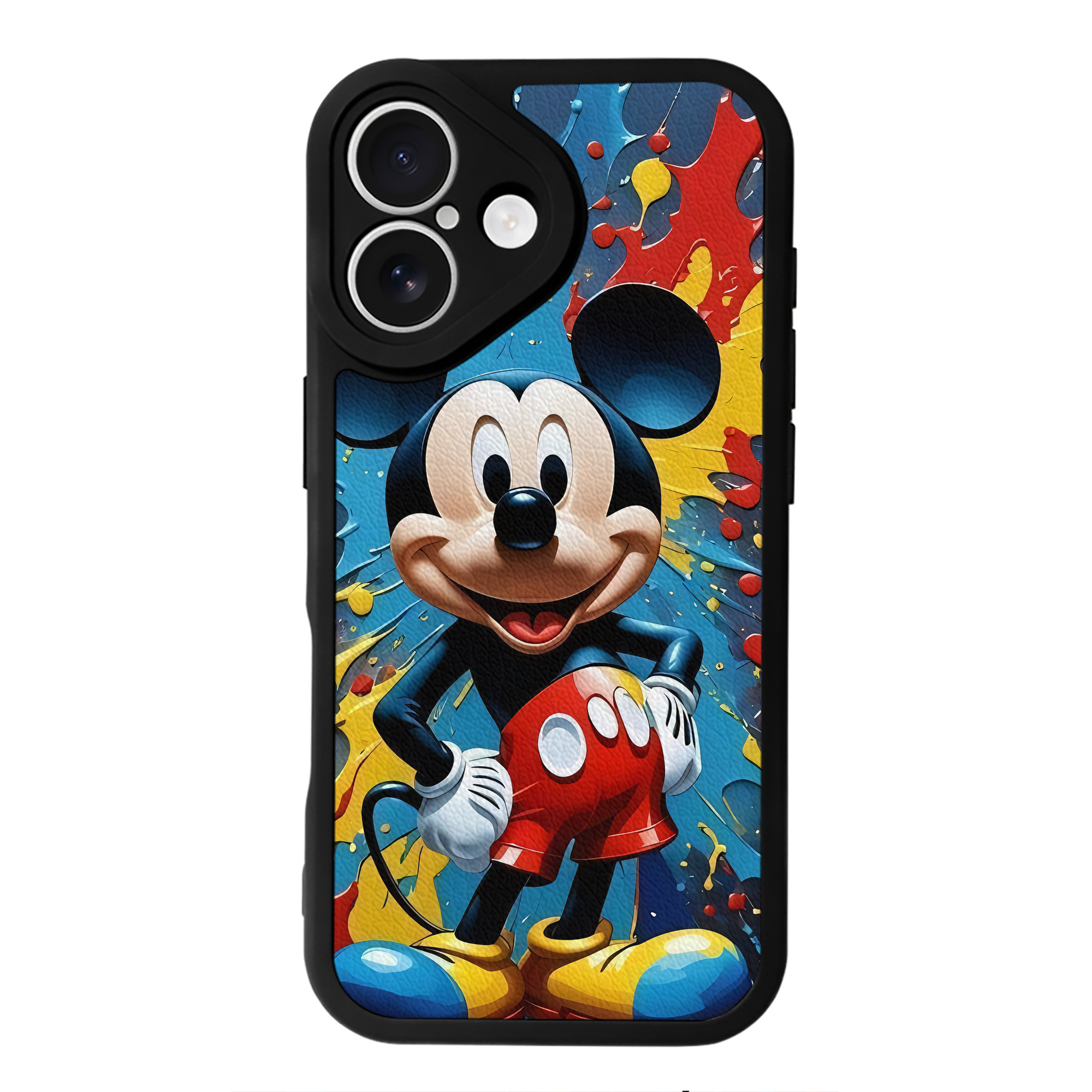 （画像用） ミッキーマウス Mickey Mouse 【iPhone 16シリーズ対応】シリコンスマホケース（レザー調） 材質：シリコン